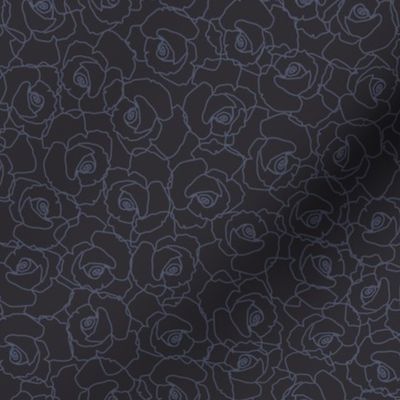587 - Medium scale hand-drawn rose outline rose all-over floral, non directional, monochromatic minimalist in modernist style - for adult apparel, lounge-wear, sexy lingerie, feminine dresses and skirts as well as sweet floral wallpaper, fresh cotton rose