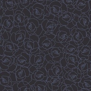 587 - Medium scale hand-drawn rose outline rose all-over floral, non directional, monochromatic minimalist in modernist style - for adult apparel, lounge-wear, sexy lingerie, feminine dresses and skirts as well as sweet floral wallpaper, fresh cotton rose