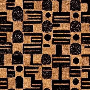 African Mudcloth Pattern - Tan, Brown, Black