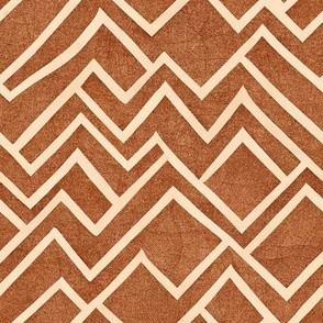 Mud Cloth Inspired Angular Pattern Cream, Brown