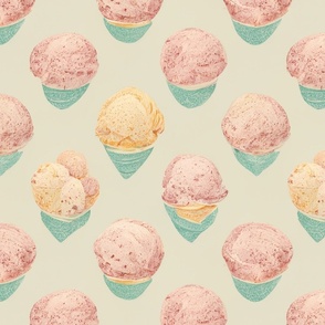 Ice Cream Pastel IV  - Blue Cones Sundae