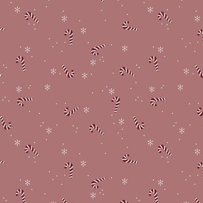 Little candy cane Christmas holidays snowflake winter design burgundy red dusty rose SMALL