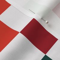 Basic minimalist retro checkerboard - Christmas seasonal gingham pattern block print red green mint on ivory LARGE