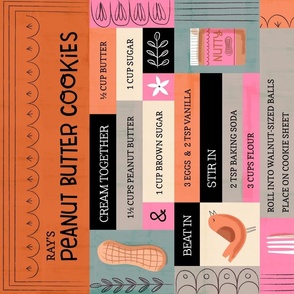 Ray's Peanut Butter Cookies Recipe Tea Towel | Wall Hanging for 54" wide fabric