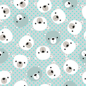 minimal polar bears in grey and mint - medium