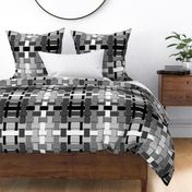 Grayscale woven plaid checks with shading on light grey