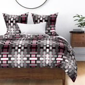 Grayscale woven plaid checks with shading on magenta