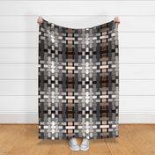 Grayscale woven plaid checks with shading on orange