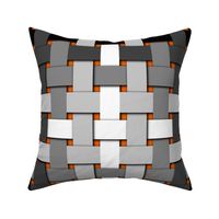 Grayscale woven plaid checks with shading on orange