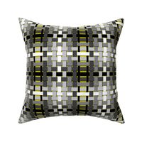 Grayscale woven plaid checks with shading on yellow
