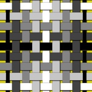 Grayscale woven plaid checks with shading on yellow