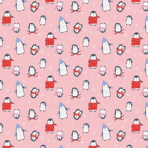 Penguins_Skiing_Red_Blue_White_Pink