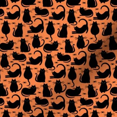 black cats and spiders small scale orange by Pippa Shaw