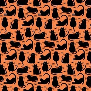 black cats and spiders small scale orange by Pippa Shaw