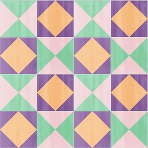 Painted Bold Tiles Cotton Candy - Orchid - Jade - Peach