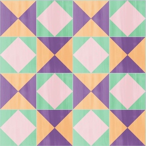 Painted Bold Tiles Orchid - Jade- Peach - Cotton Candy