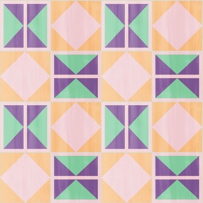 Painted Bold Tiles Cotton Candy - Peach - Orchid - Jade