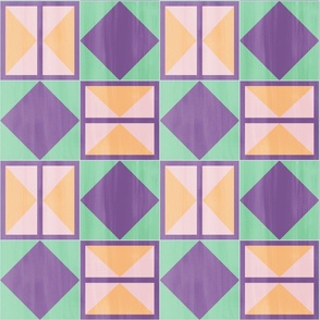 Painted Bold Tiles Orchid - Jade - Cotton Candy - Peach