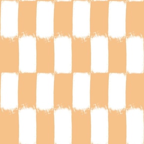 Painted White Checkerboard on Pastel Peach