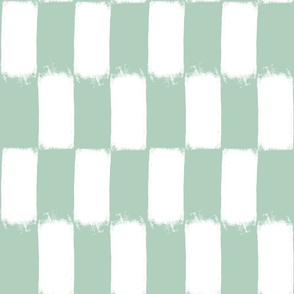 Painted White Checkerboard on Pastel Mint