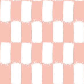 Painted White Checkerboard on Pastel Melon