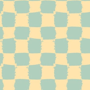 Mint 'n' Banana Brushed Checkerboard