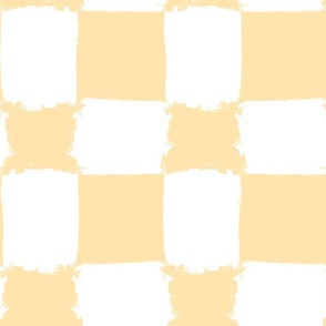 Brushed White Checkerboard on Pastel Banana - Large -