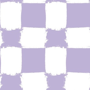 Brushed White Checkerboard on Pastel Lilac- Large -