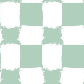 Brushed White Checkerboard on Pastel Mint- Large -