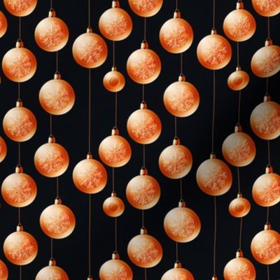 Christmas Ornaments Orange and Gold on Black Small 