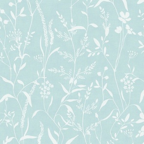 Monochrome botanicals teal large scale