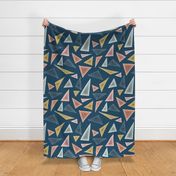 Colorful shaded triangles on cello blue 24