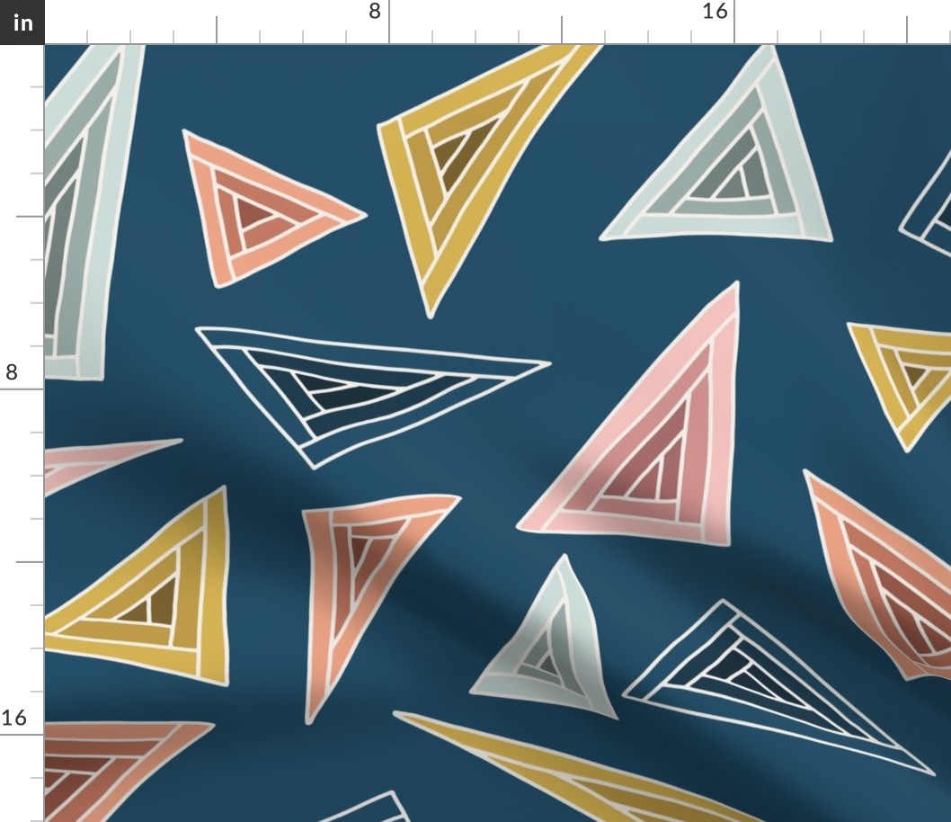Colorful shaded triangles on cello blue 24