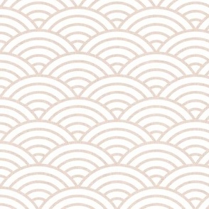 Japanese Rainbow Arches- Seigaiha- Petal Solids Coordinate Blush on White- Large- Linen Texture- Scallops- Arches- Sea Waves- Small