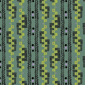 Deco Stripes on Sage with Bright Green Small