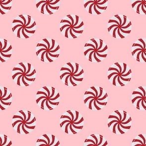 Red And White Peppermint On Pink