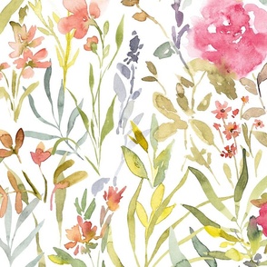 In the garden 260 cm border watercolor floral large scale