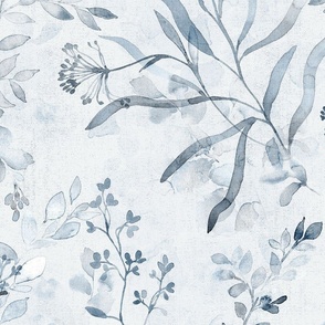 Delicate light blue watercolor floral