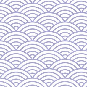 Japanese Rainbow Arches- Seigaiha- Petal Solids Coordinate Lilac on White- Large- Linen Texture- Rainbows- Scallops- Arches- Sea Waves- Small