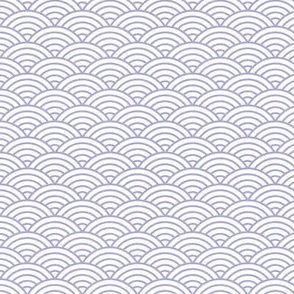 Japanese Rainbow Arches- Seigaiha- Petal Solids Coordinate Lilac on White- Large- Linen Texture- Rainbows- Scallops- Arches- Sea Waves- sMini