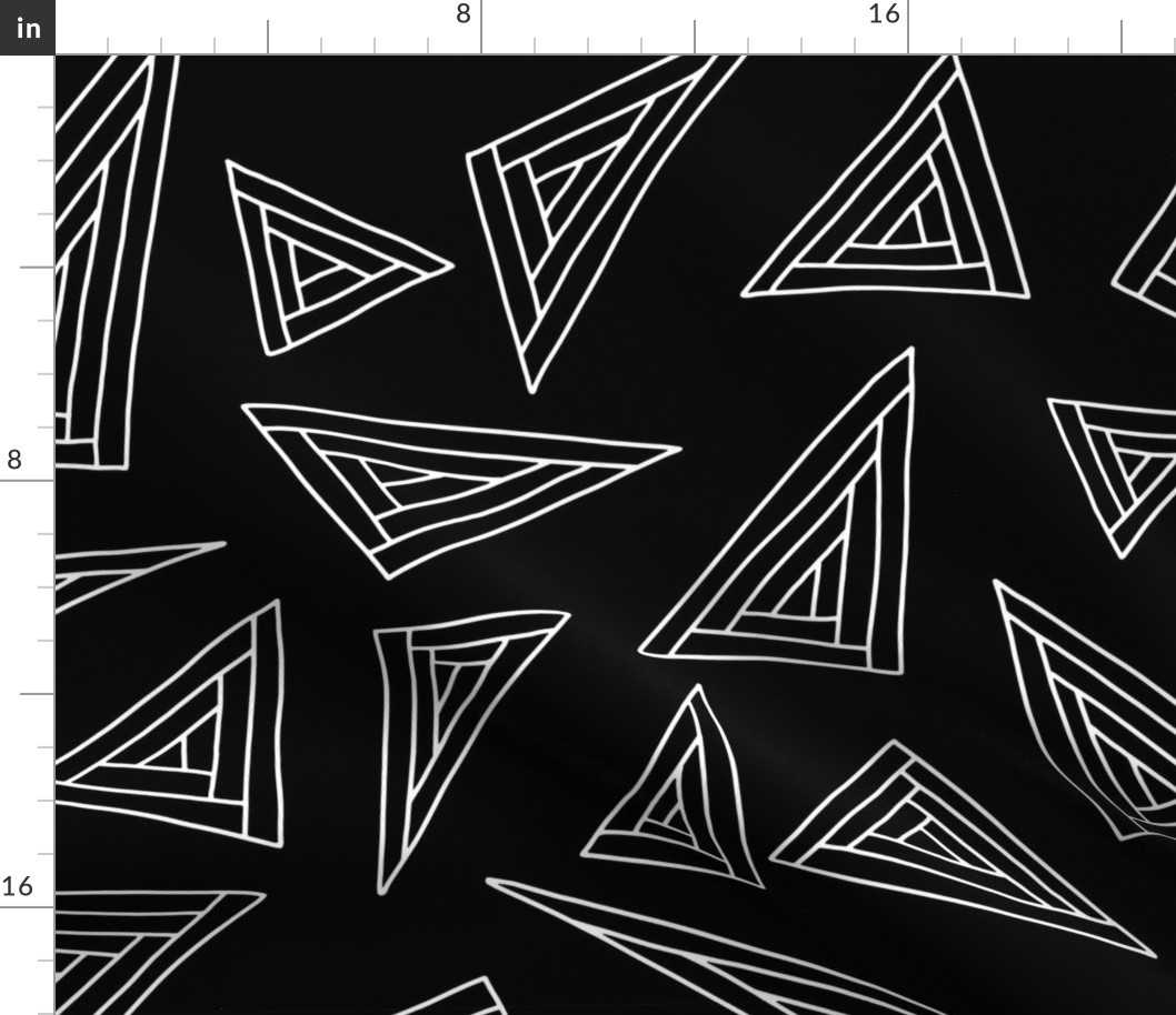 Large white outlined triangles on black 24