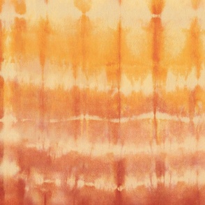 Shibori sunshine yellow and terracotta lines large scale