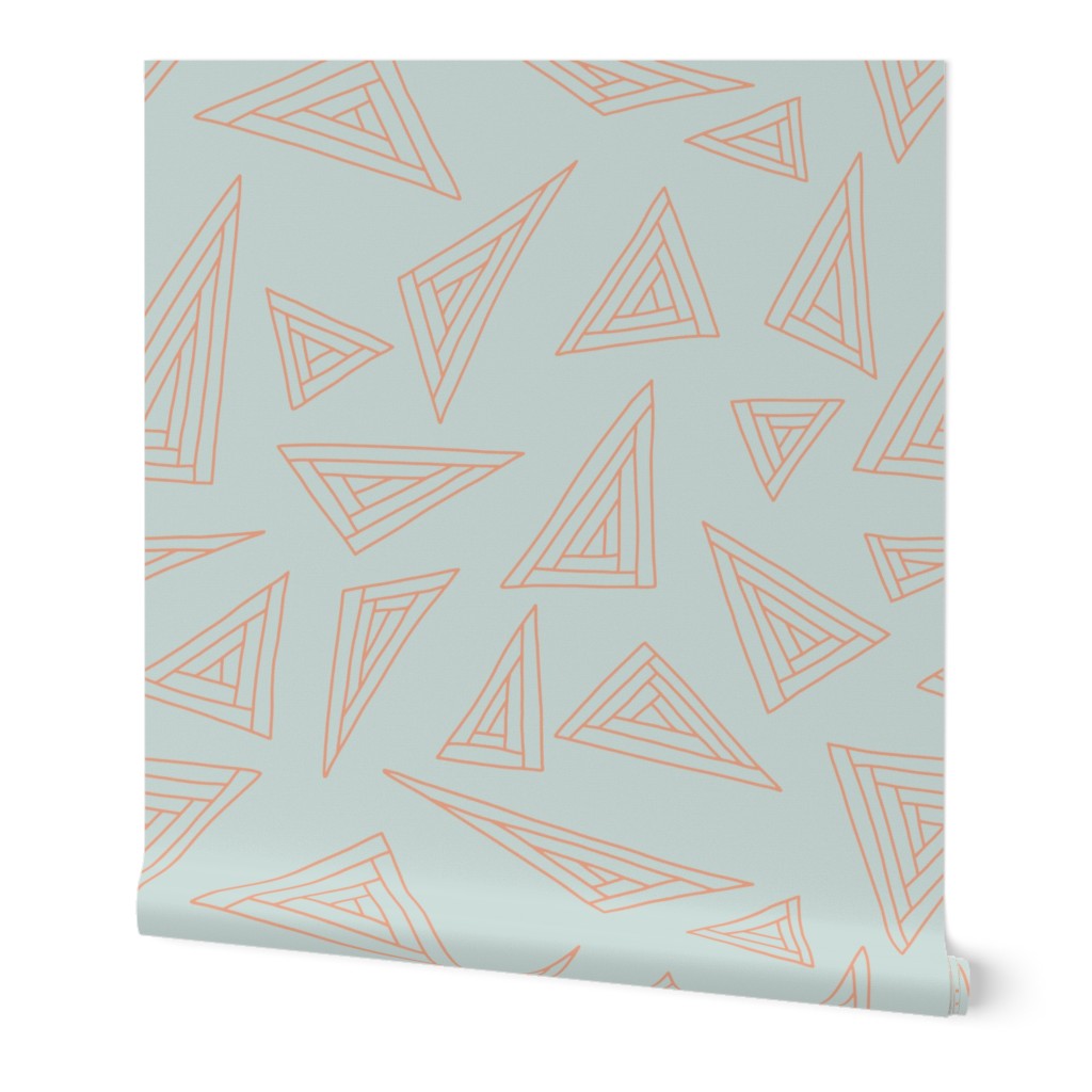 Large orange outlined triangles on baby blue 24