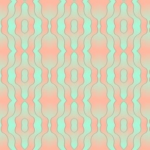 Peach Orange Mint Green Kaleidoscope 