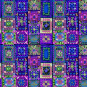 Granny squares In watercolor_Blue_Medium scale
