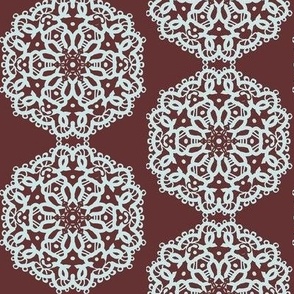 LMND1 - Lacy Mandala Magic in Pastel Mint Green on Warm Brown - 4 Inch Motif