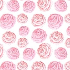 Pink Roses Floral Flowers Blooms Scattered 