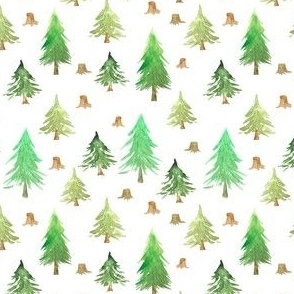 Pine Trees Stumps Winter Christmas Mountains Cold Green Brown 2