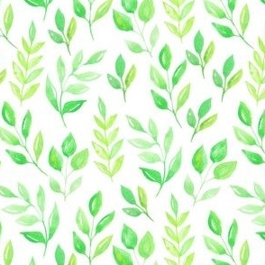 Watercolor Leaves Sprigs Clippings Green 