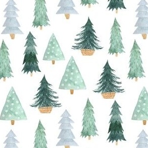 Pine Trees Winter Christmas Mountains Cold Green Grey Brown 3
